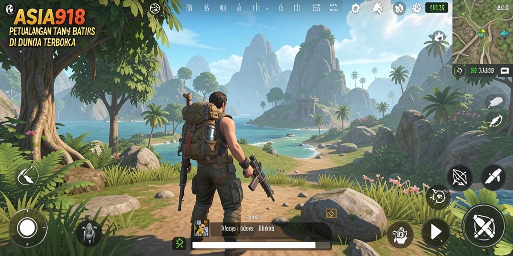 Screenshot gameplay ASIA918 dengan eksplorasi dunia terbuka yang luas.