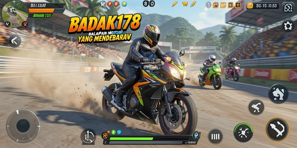 Tampilan menarik dari gameplay balapan motor di BADAK178.