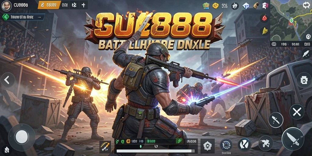 Tampilan gameplay CU888 yang seru dan menantang dalam mode Battle Royale.