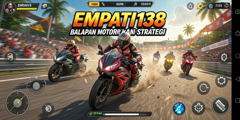 Screenshot gameplay <strong>EMPATI138</strong> menampilkan momen balapan yang mendebarkan.