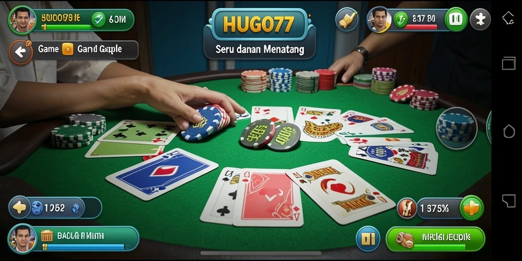 Tampilan gameplay HUGO77 saat bermain Gaple yang seru dan interaktif.