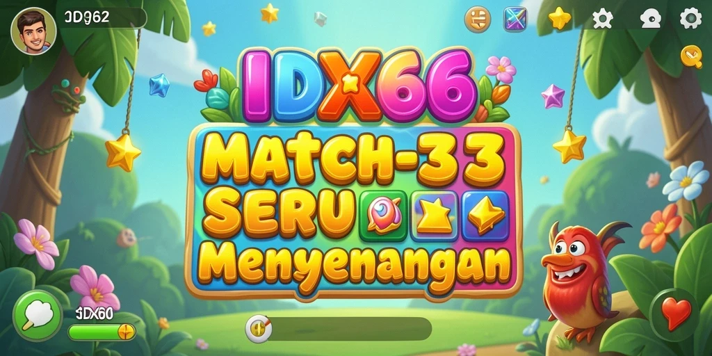 Tampilan gameplay seru dari IDX66, memamerkan aksi match-3 yang mendebarkan.