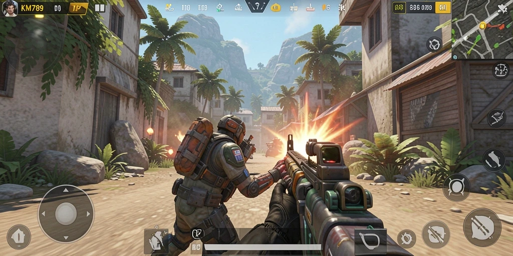 Tampilan gameplay mendebarkan di KM789 dengan aksi TPS yang seru.