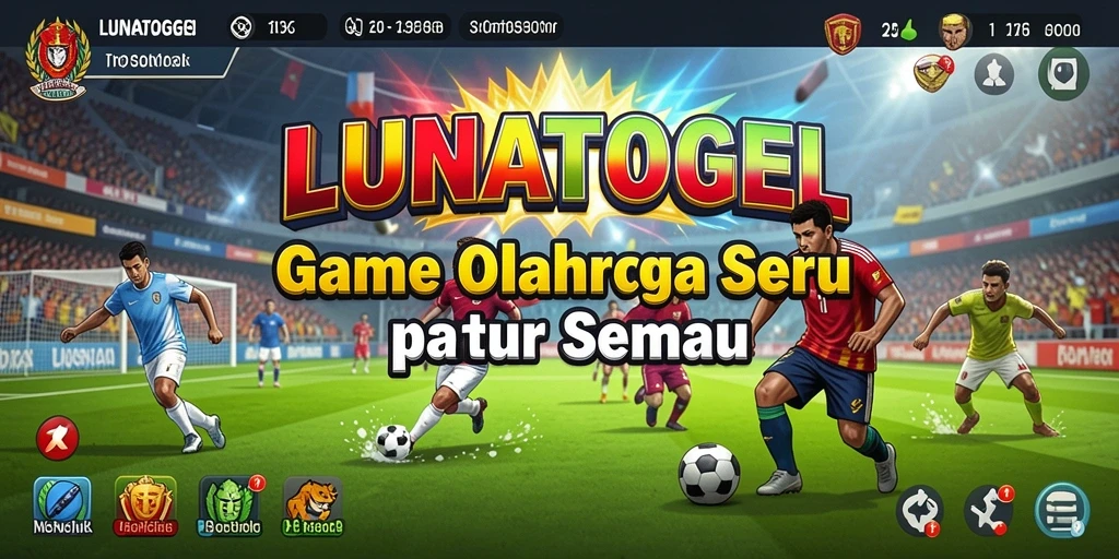 Screenshot utama LUNATOGEL yang menampilkan momen seru saat bermain olahraga.