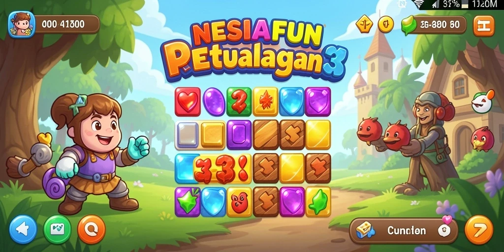 Tampilan seru gameplay NESIAFUN dengan kombinasi warna yang menawan.