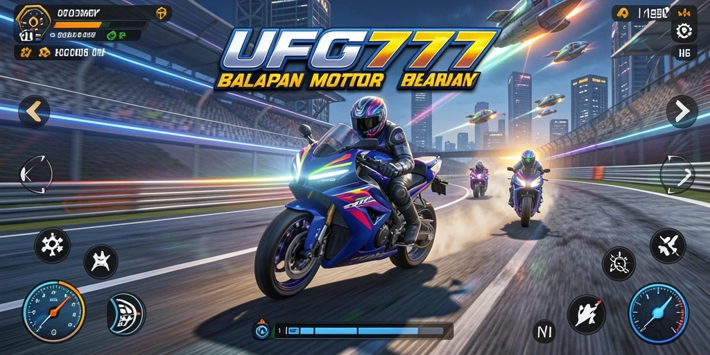 Screenshot dari gameplay balapan motor yang intens dan menarik.