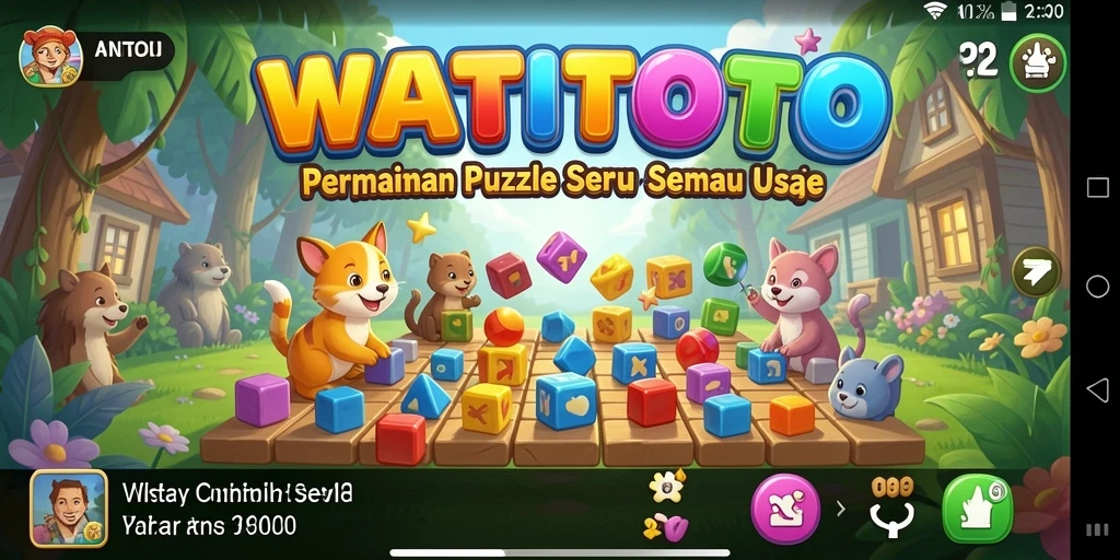Tampilan gameplay WATITOTO yang penuh warna dan menarik.